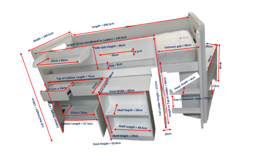 The Artisan Bed Company White Metro Midsleeper Cabin Bed