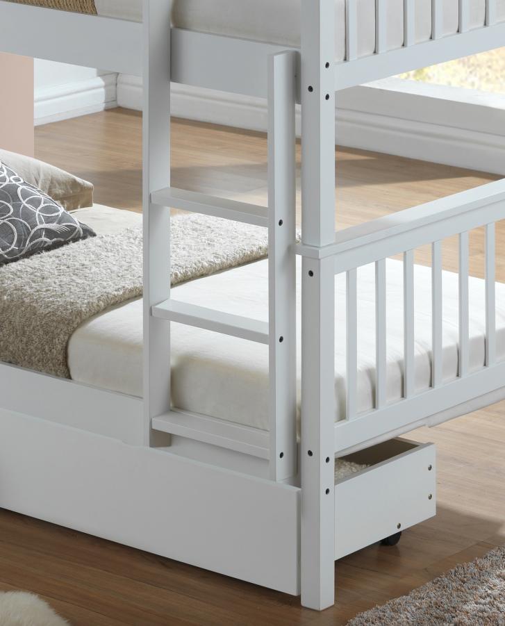 The Artisan Bed Company Alaska White Finish Bunk Bed with two Underbed Drawers