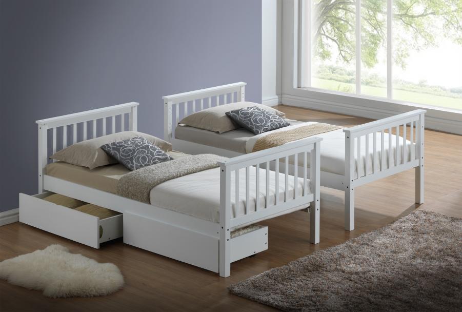 The Artisan Bed Company Alaska White Finish Bunk Bed with two Underbed Drawers