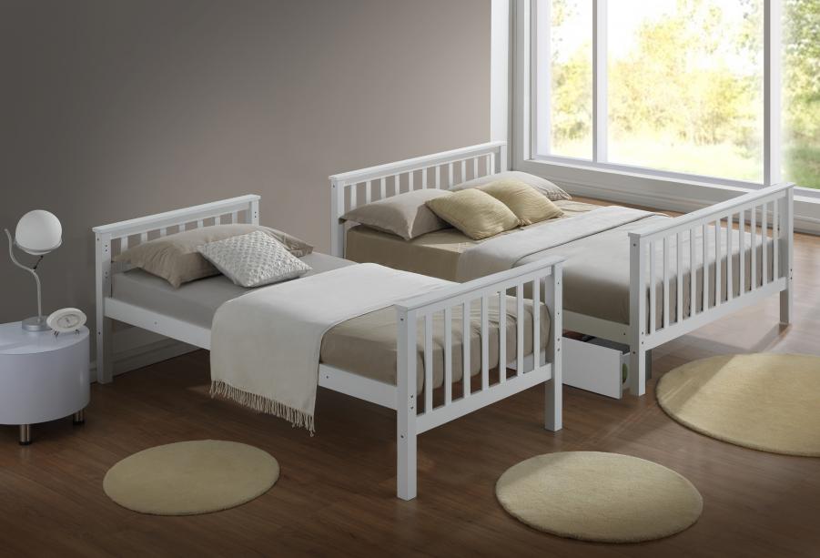 The Artisan Bed Company Juneau White Finish Three Sleeper Bunk Bed