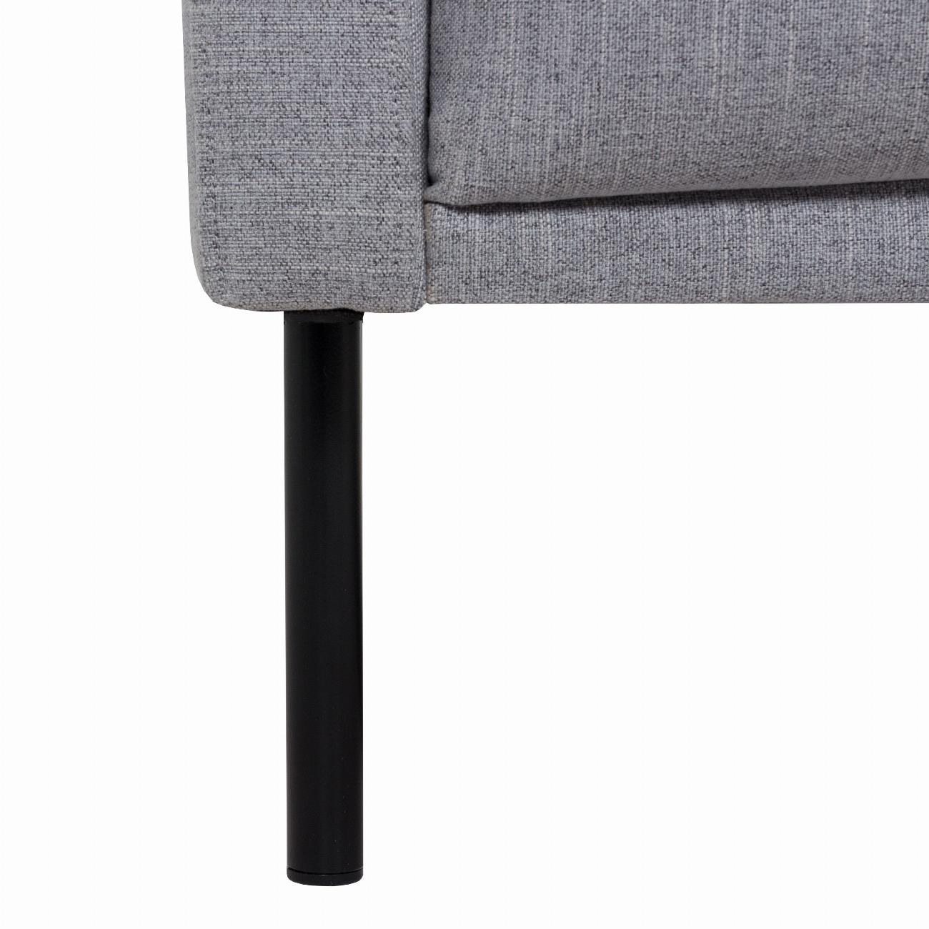 Larvik Chaiselongue Sofa (RH) - Grey, Black Legs