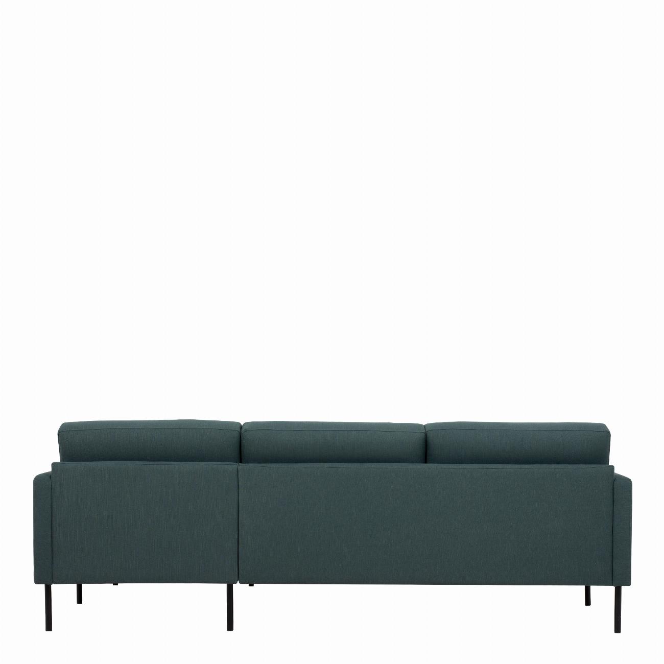 Larvik Chaiselongue Sofa (RH) - Dark Green, Black Legs