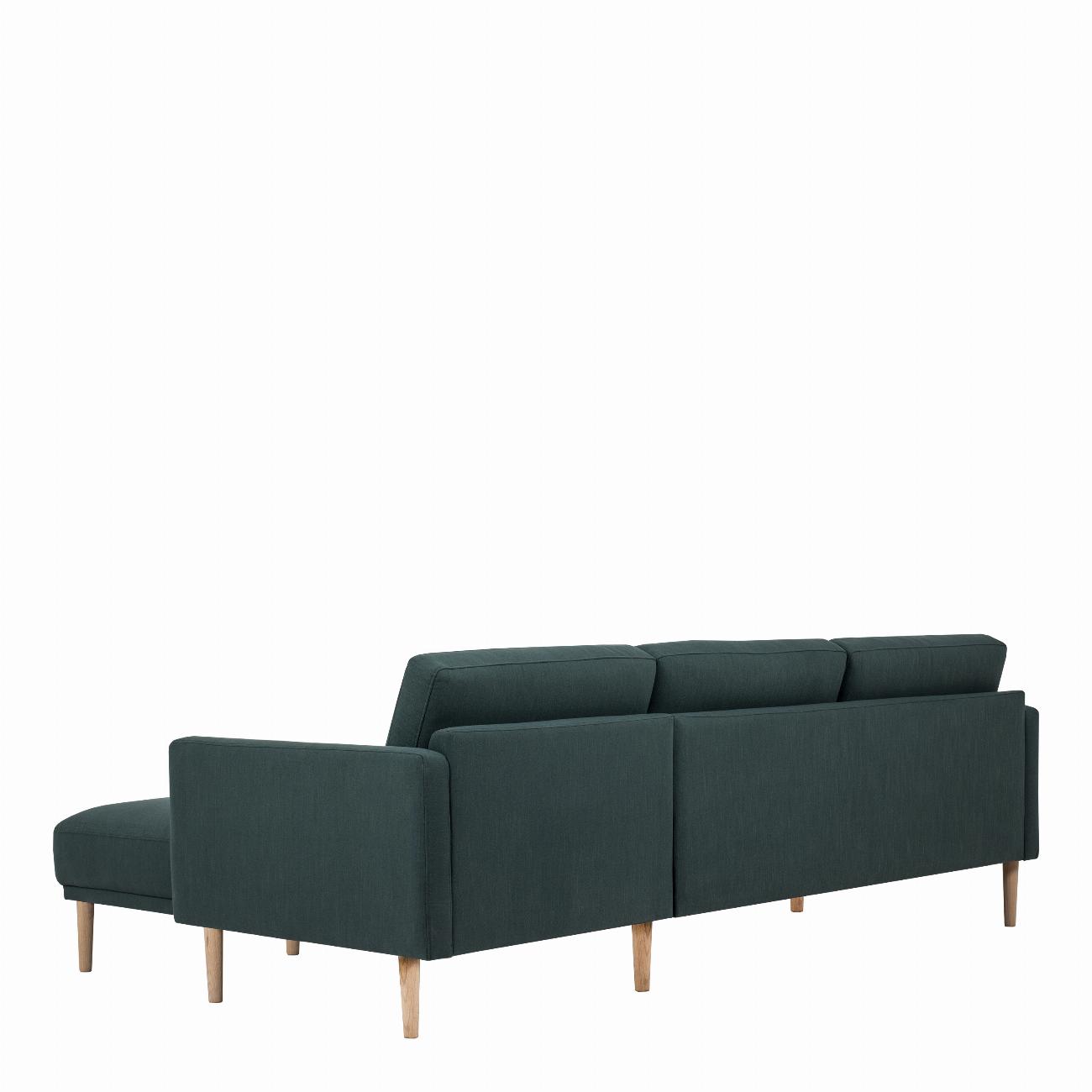 Larvik Chaiselongue Sofa (RH) - Dark Green, Oak Legs