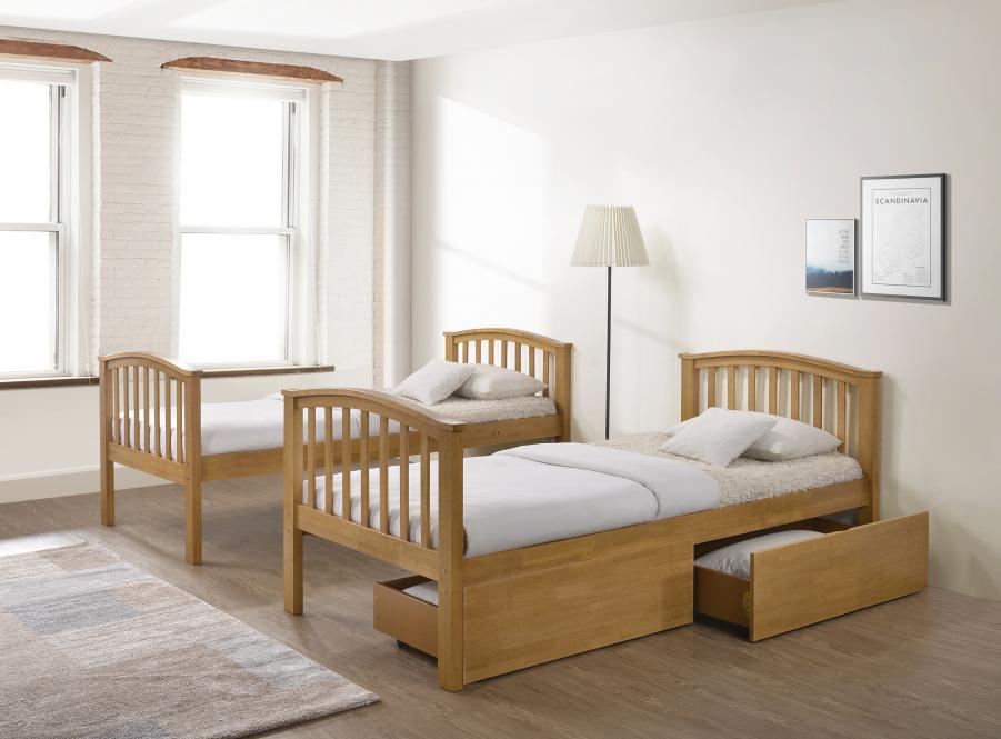 The Artisan Bed Company Anchorage Oak Finish Bunk Bed with Two Underbed Drawers