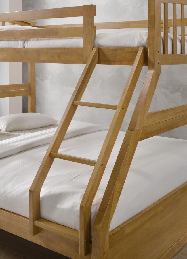 The Artisan Bed Company Anchorage Oak Finish Three Sleeper Bunk Bed with Two Pullout Drawers