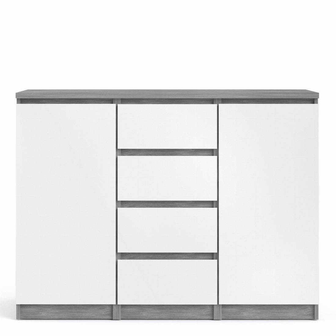 Naia Sideboard - 4 Drawers 2 Doors in Concrete and White High Gloss