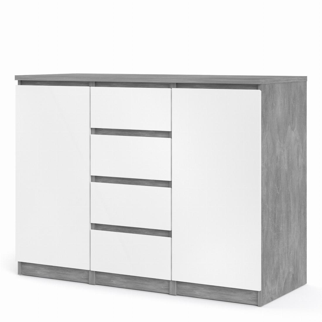 Naia Sideboard - 4 Drawers 2 Doors in Concrete and White High Gloss