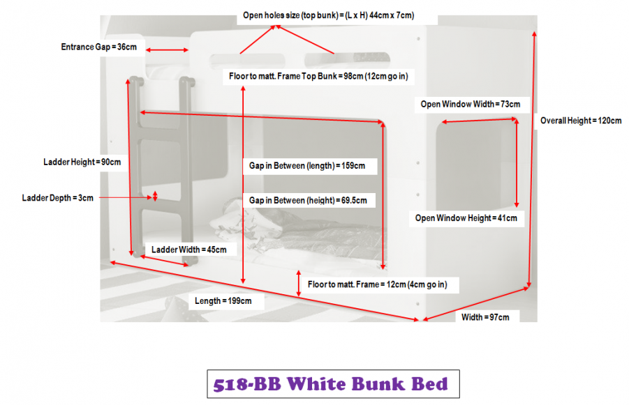 The Artisan Bed Company Kenai White Finish Bunk Bed