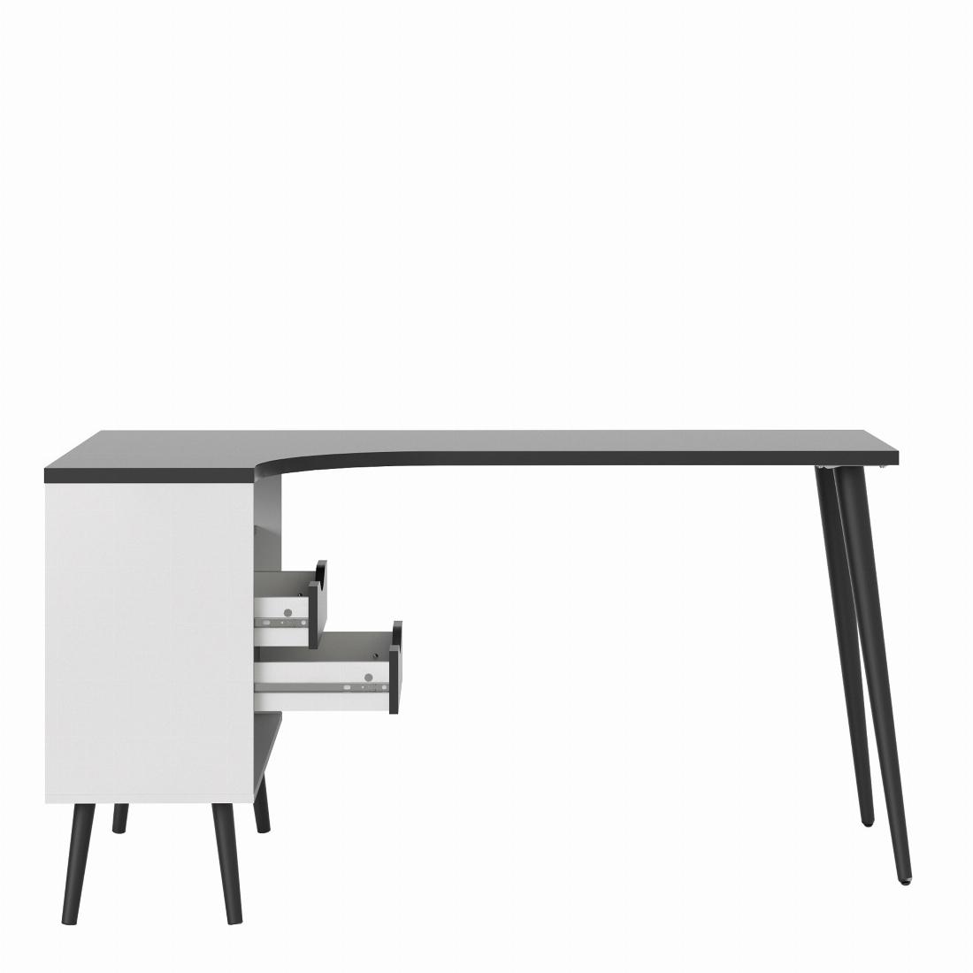 Oslo Desk 2 Drawer in White and Black Matt