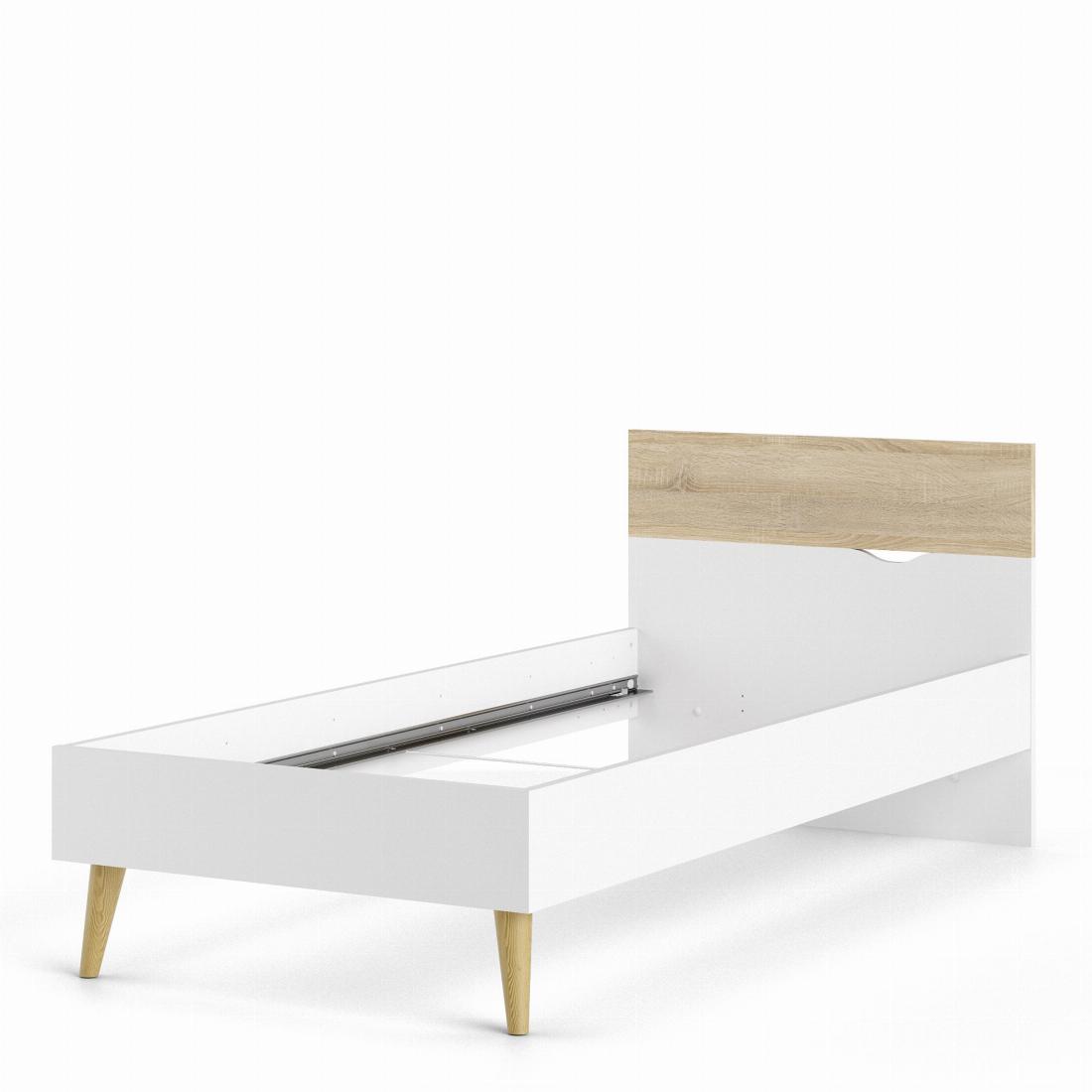 Oslo Euro Single Bed (90 x 200) in White and Oak