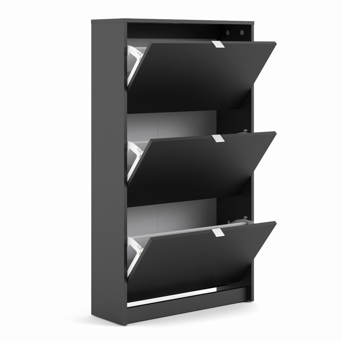 Shoe cabinet  w. 3 tilting doors and 2 layers