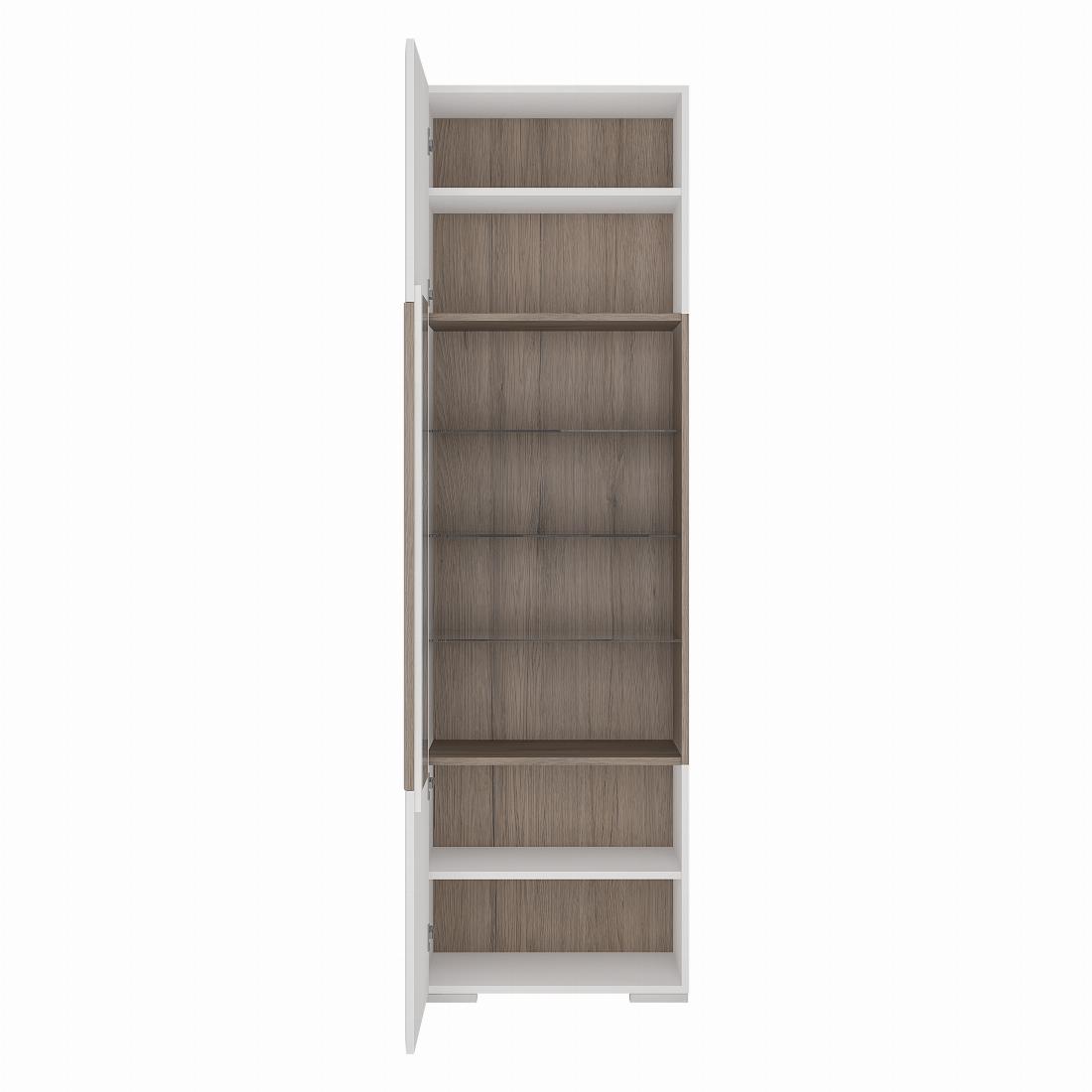 Toronto Tall narrow glazed display cabinet with internal shelves (inc Plexi Lighting)