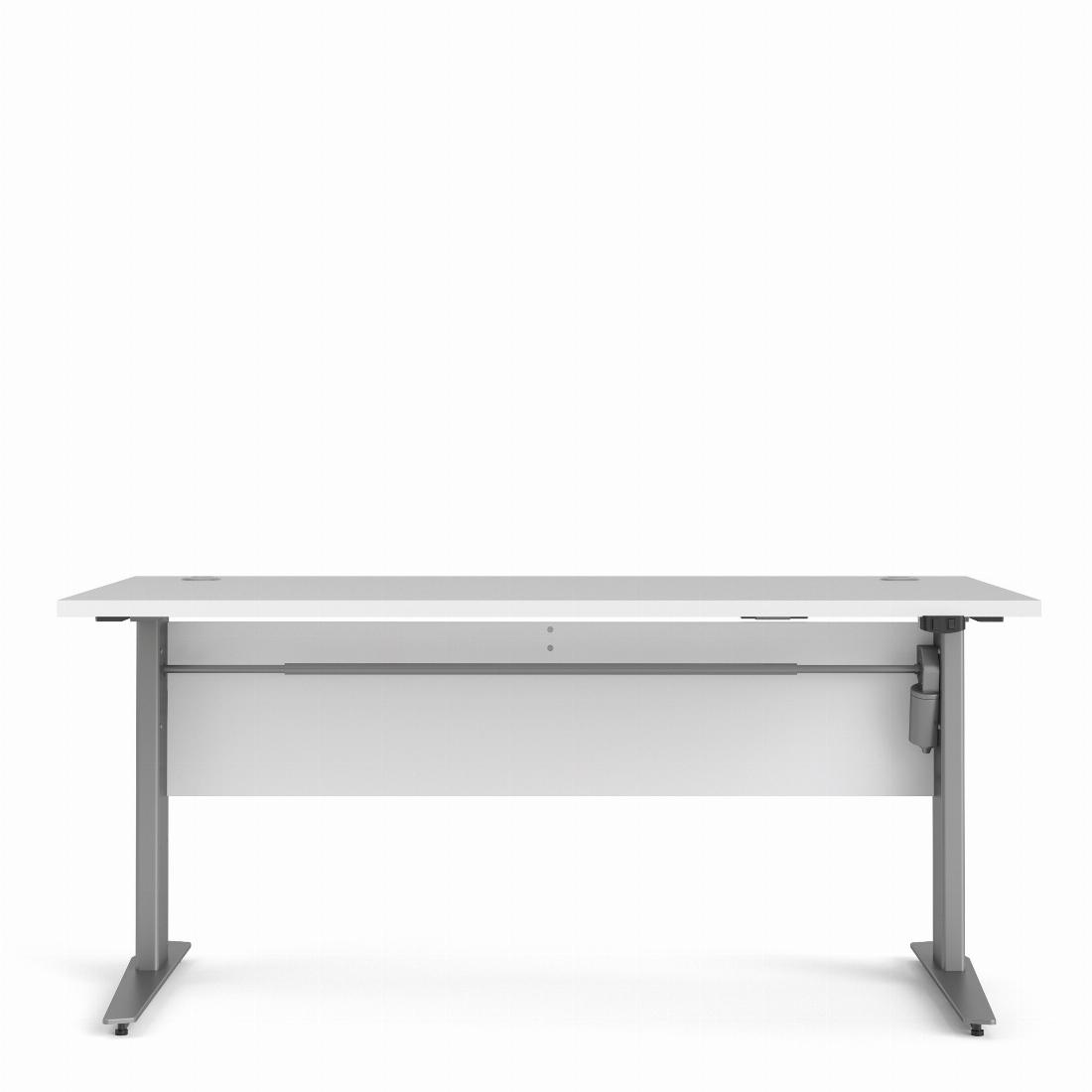 Prima Desk 150 cm in White with Height adjustable legs with electric control in Silver grey steel