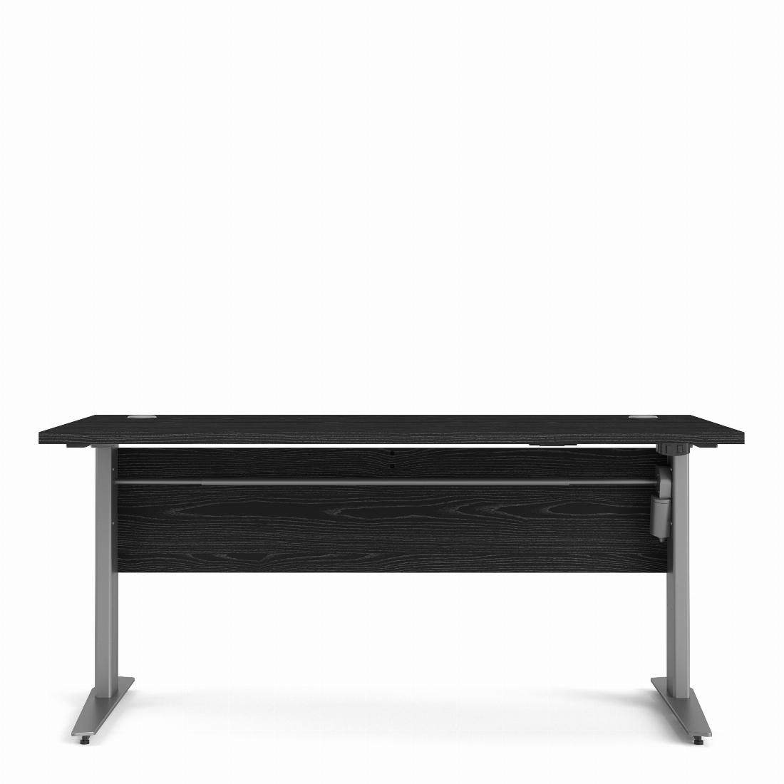 Prima Desk 150 cm in Black woodgrain with Height adjustable legs with electric control in Silver grey steel