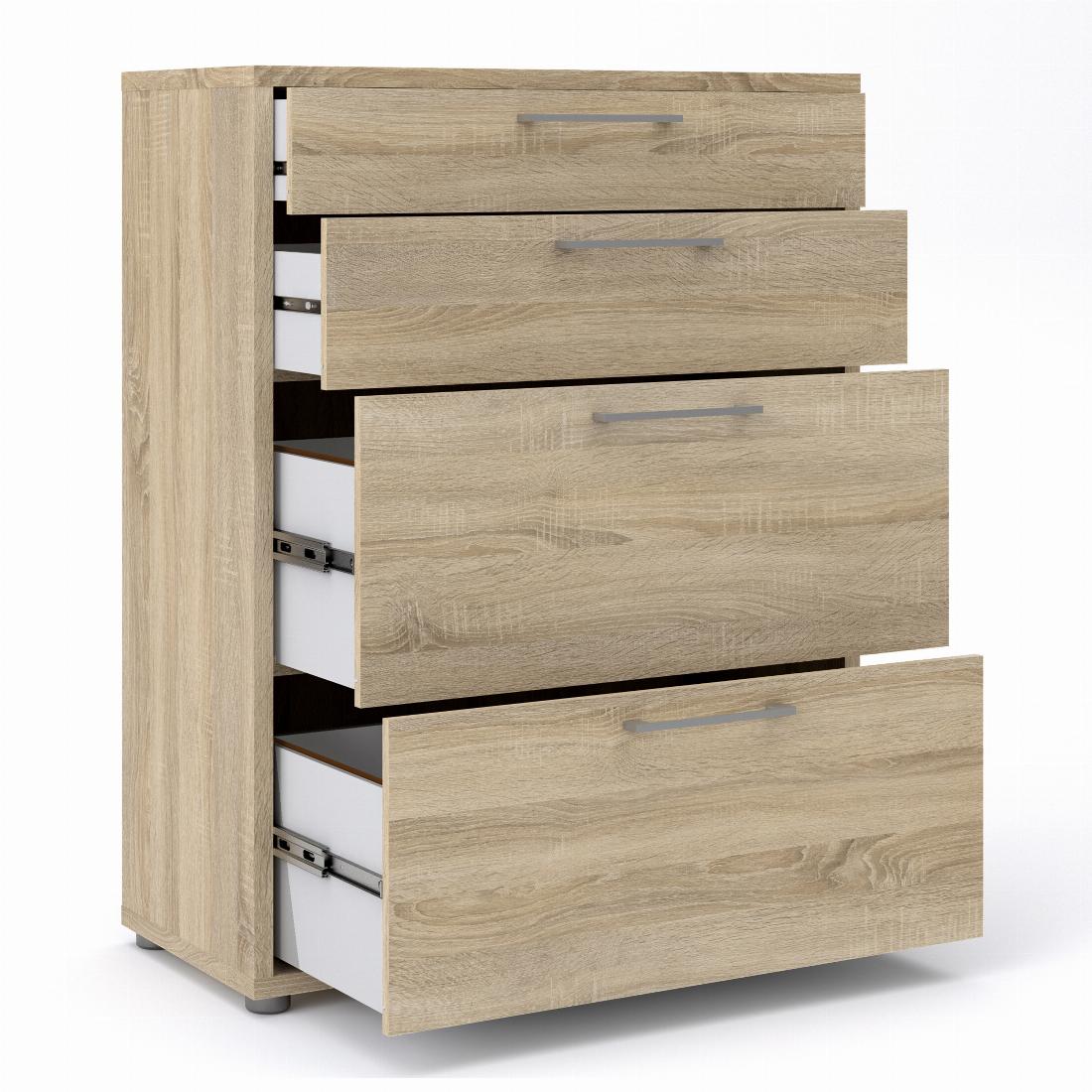 Prima Office Storage With 2 Drawers + 2 File Drawers In Oak