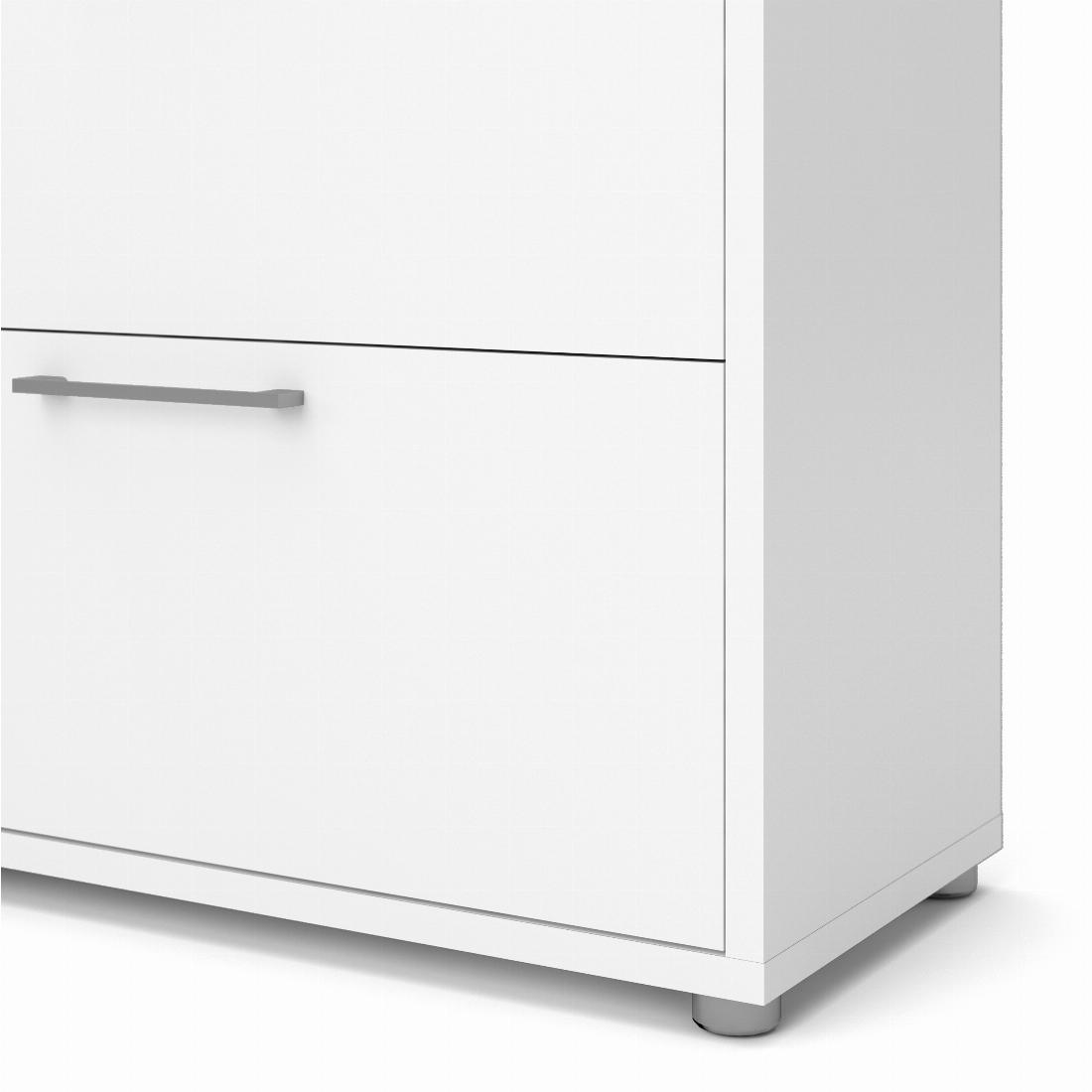 Prima Bookcase 1 Shelf With 2 Drawers + 2 File Drawers In White