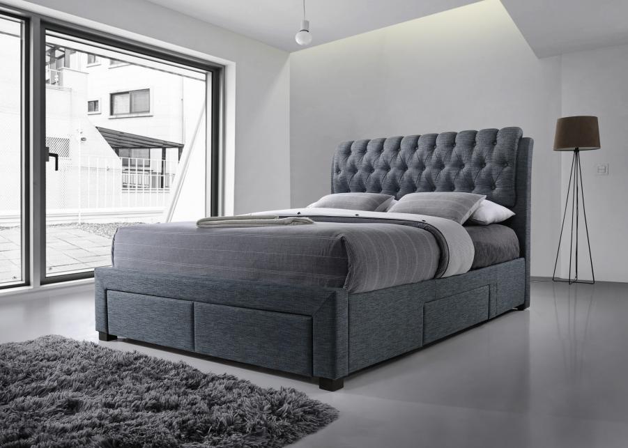 The Artisan Bed Company Rosetta Dark Grey Fabric 4 Drawer Bed