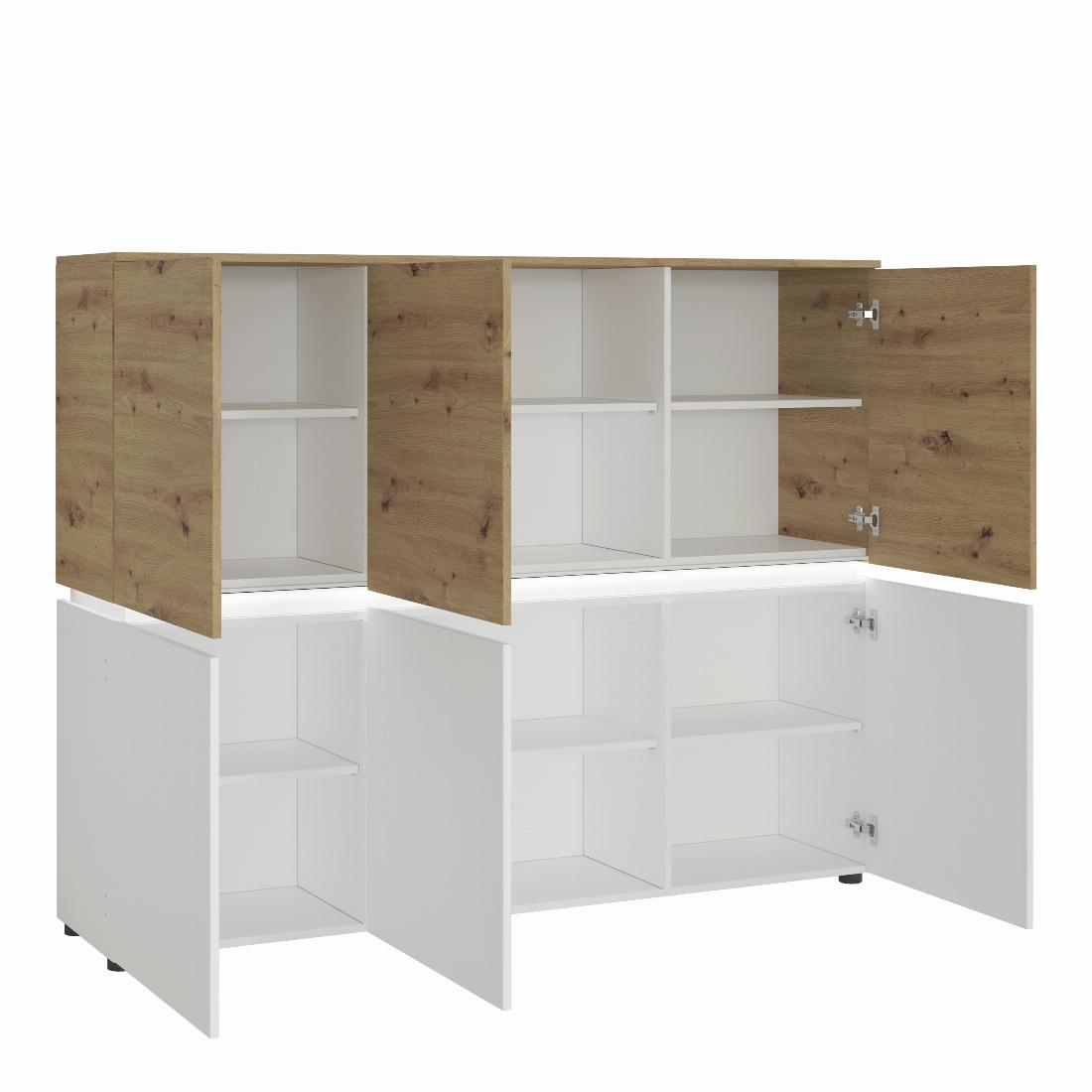 Luci 6 door cabinet (including LED lighting) in White and Oak