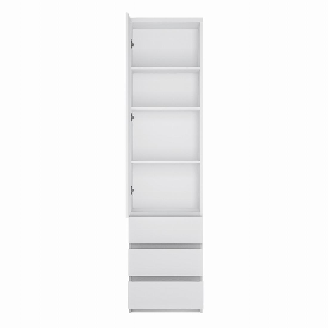 Fribo Tall narrow 1 door 3 drawer cupboard in White