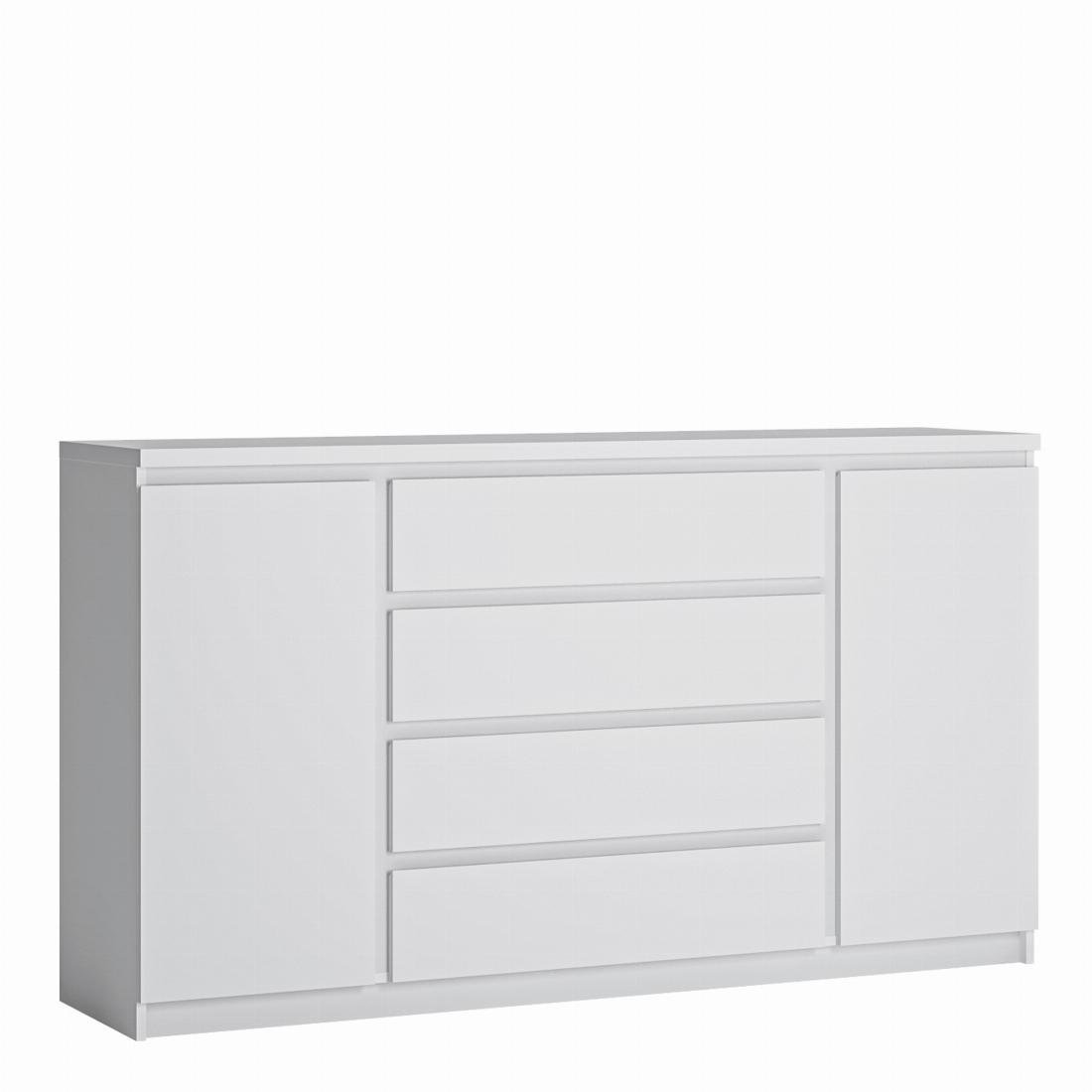 Fribo 2 door 4 drawer wide sideboard in White