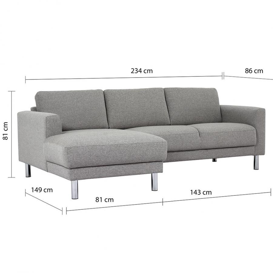 Cleveland Chaiselongue Sofa LH in Nova Light Grey