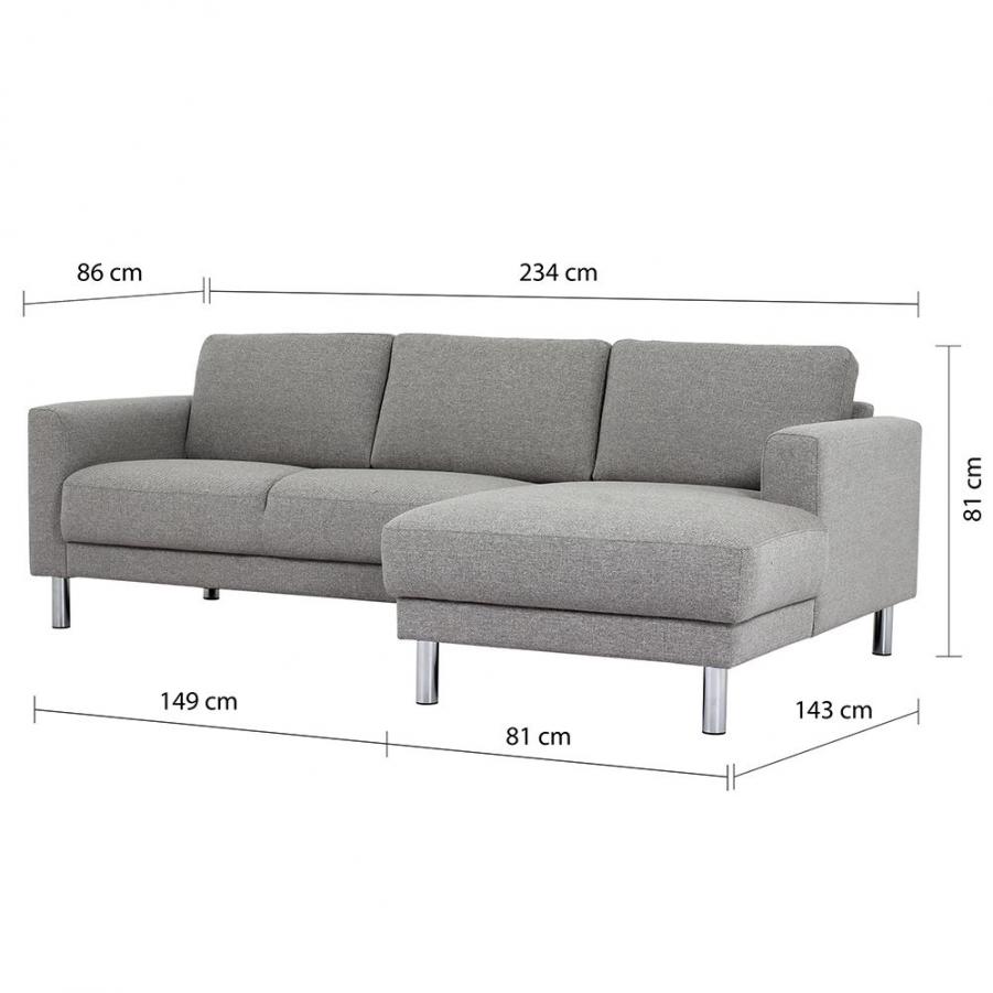 Cleveland Chaiselongue Sofa RH in Nova Light Grey