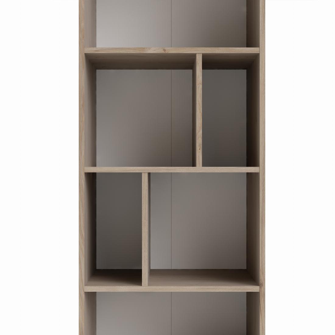Rome Bookcase with 1 Drawer in Jackson Hickory Oak with Matt White