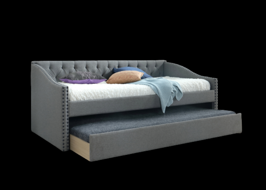 The Artisan Bed Company Selina Grey Fabric Guest Bed With Pullout Trundle