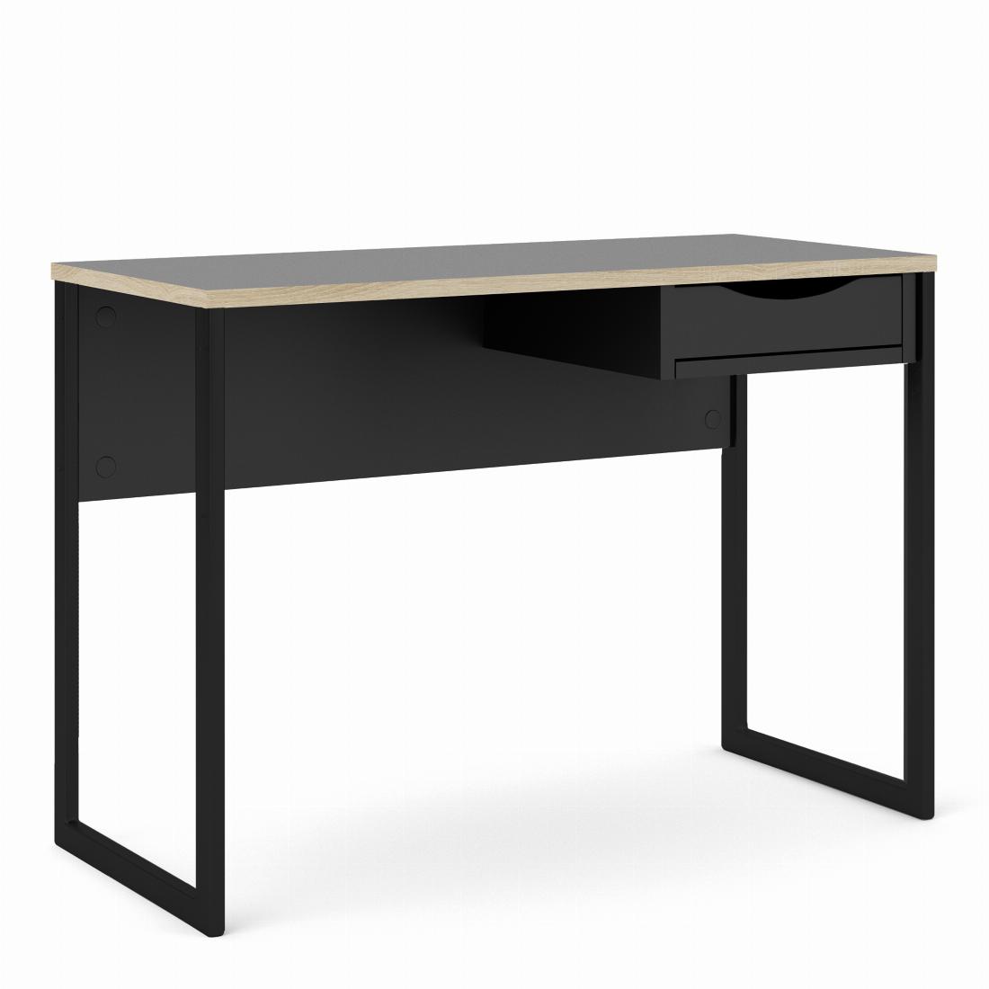 Function Plus Desk 1 Drawer in Black with Oak Trim