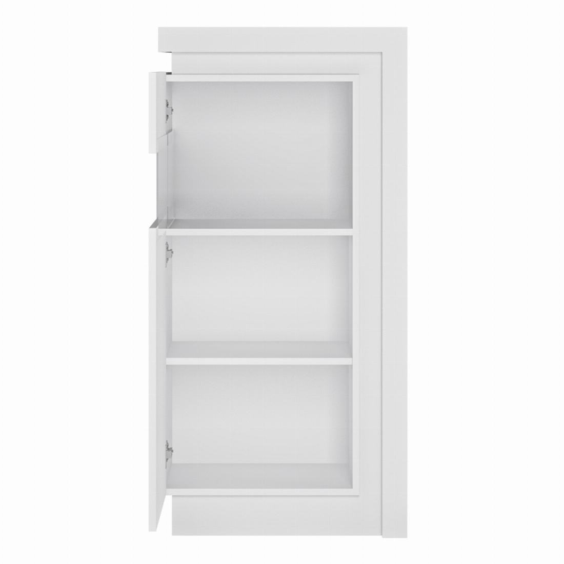 Lyon Narrow display cabinet (LHD) 123.6cm high (including LED lighting) in White and High Gloss