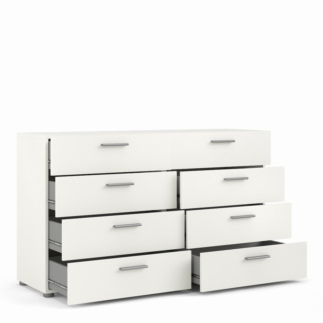 Pepe Wide Chest of 8 Drawers (4+4) in White Woodgrain