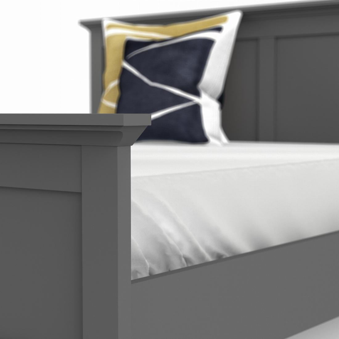 Paris King Bed 160 x 200 in Matt Grey