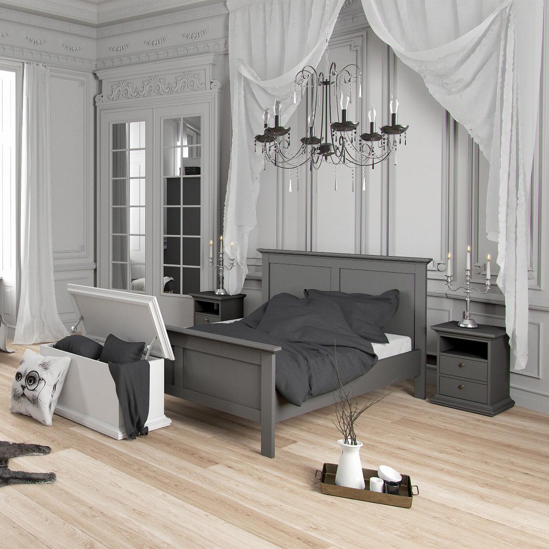 Paris Super King Bed 180 x 200 in Matt Grey