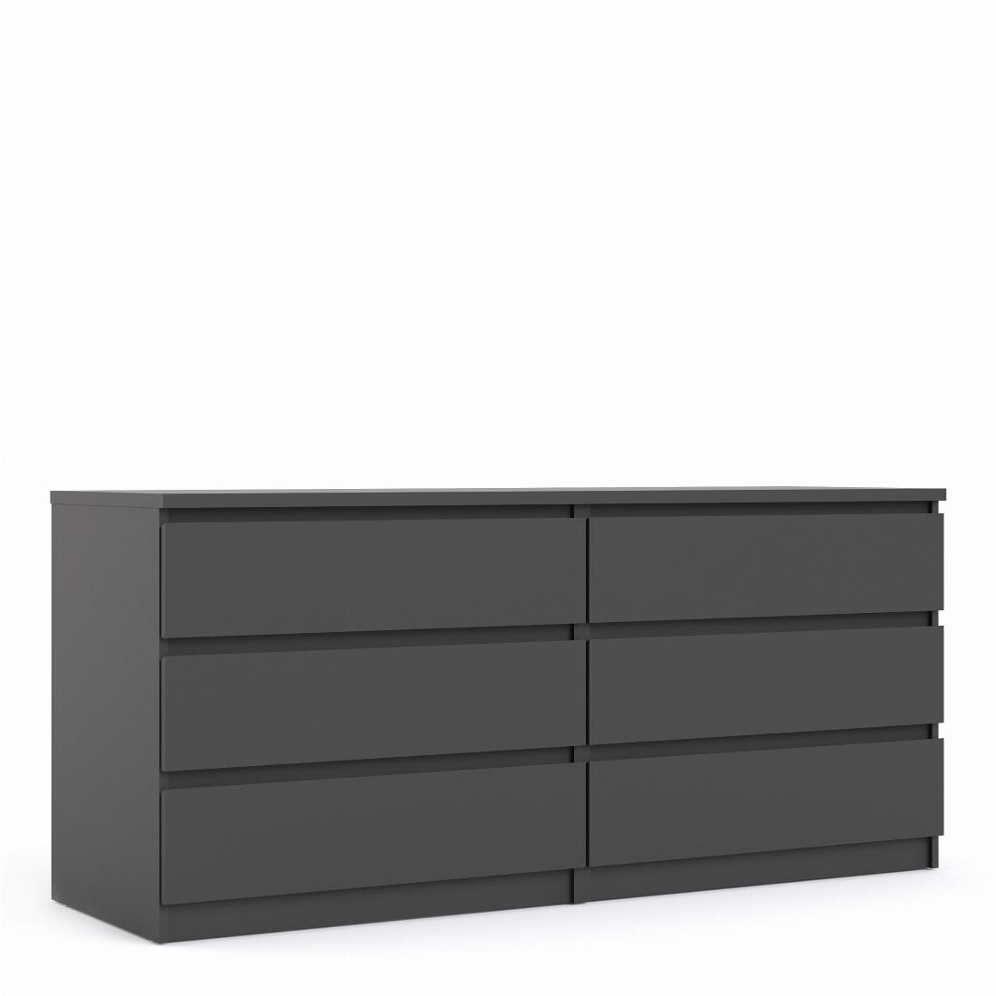 Naia Wide Chest of 6 Drawers 33 in Black Matt