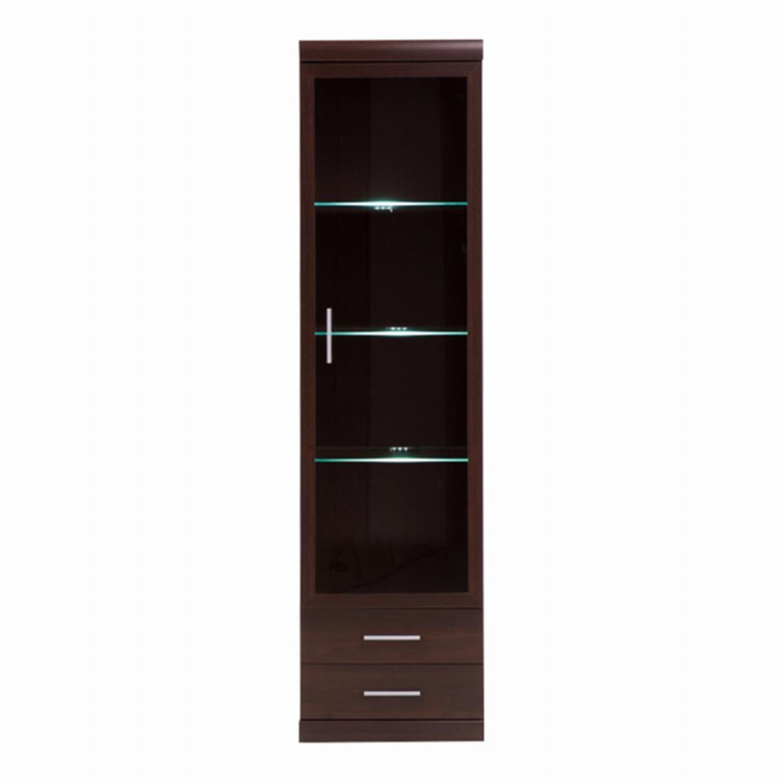 Imperial Tall Glazed 1 Door 2 Drawer Narrow Cabinet