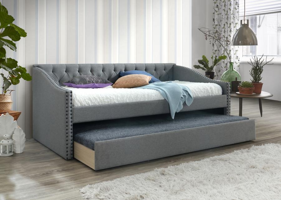 The Artisan Bed Company Selina Grey Fabric Guest Bed With Pullout Trundle