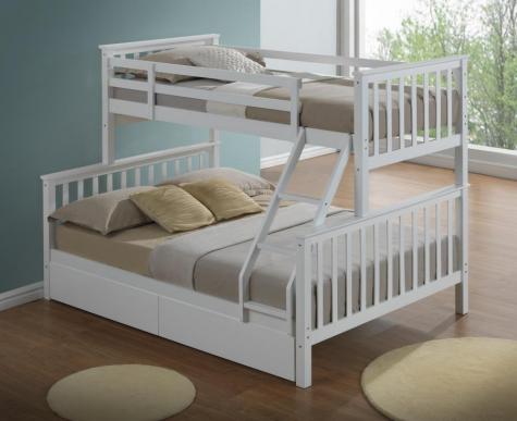 The Artisan Bed Company Juneau White Finish Three Sleeper Bunk Bed