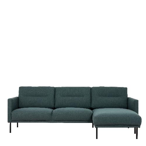 Larvik Chaiselongue Sofa (RH) - Dark Green, Black Legs