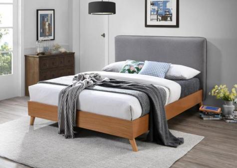 The Artisan Bed Company Helsingborg Light Grey Fabric and Wooden Bed