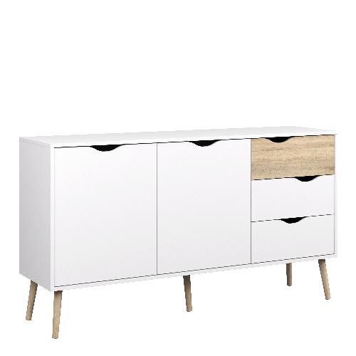 Oslo Sideboard - Large - 3 Drawers 2 Doors in White and Oak