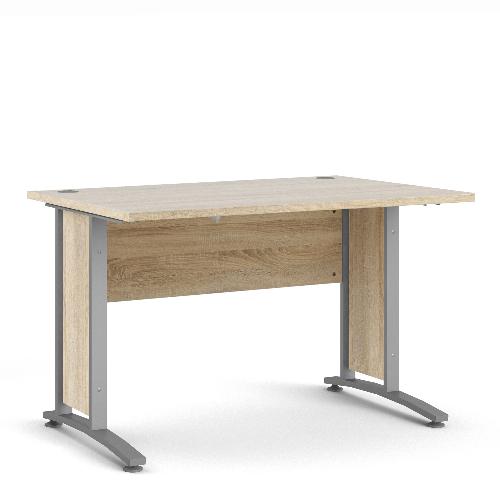Prima Desk 120 cm in Oak with Silver grey steel legs