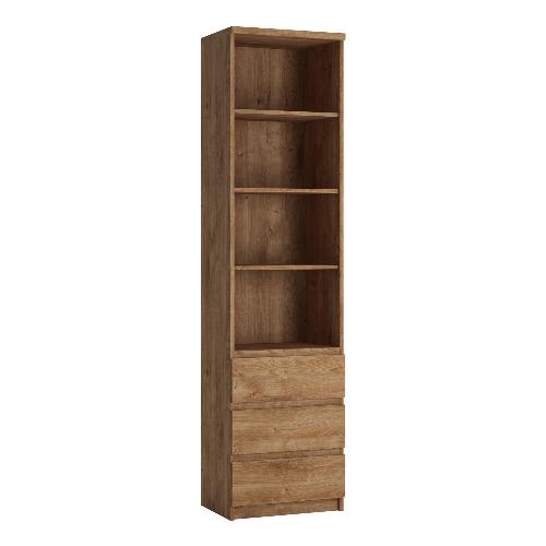 Fribo Tall narrow 3 drawer bookcase in Oak