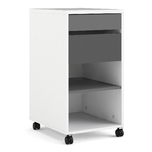 Function Plus Mobile file cabinet 2 drawers + 1 shelf White Grey