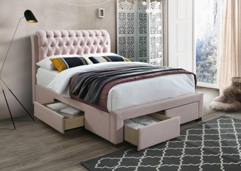 The Artisan Bed Company Rosetta Pink Fabric 4 Drawer Bed