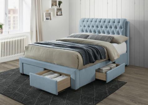 The Artisan Bed Company Rosetta Blue Fabric 4 Drawer Bed