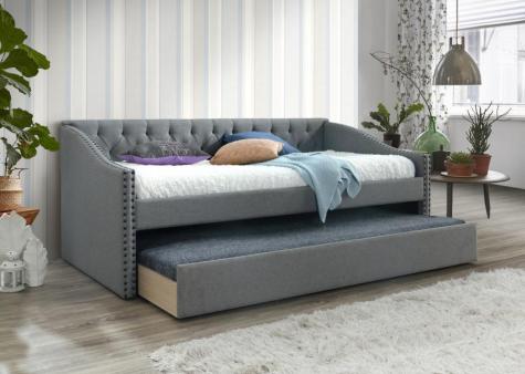 The Artisan Bed Company Selina Grey Fabric Guest Bed With Pullout Trundle